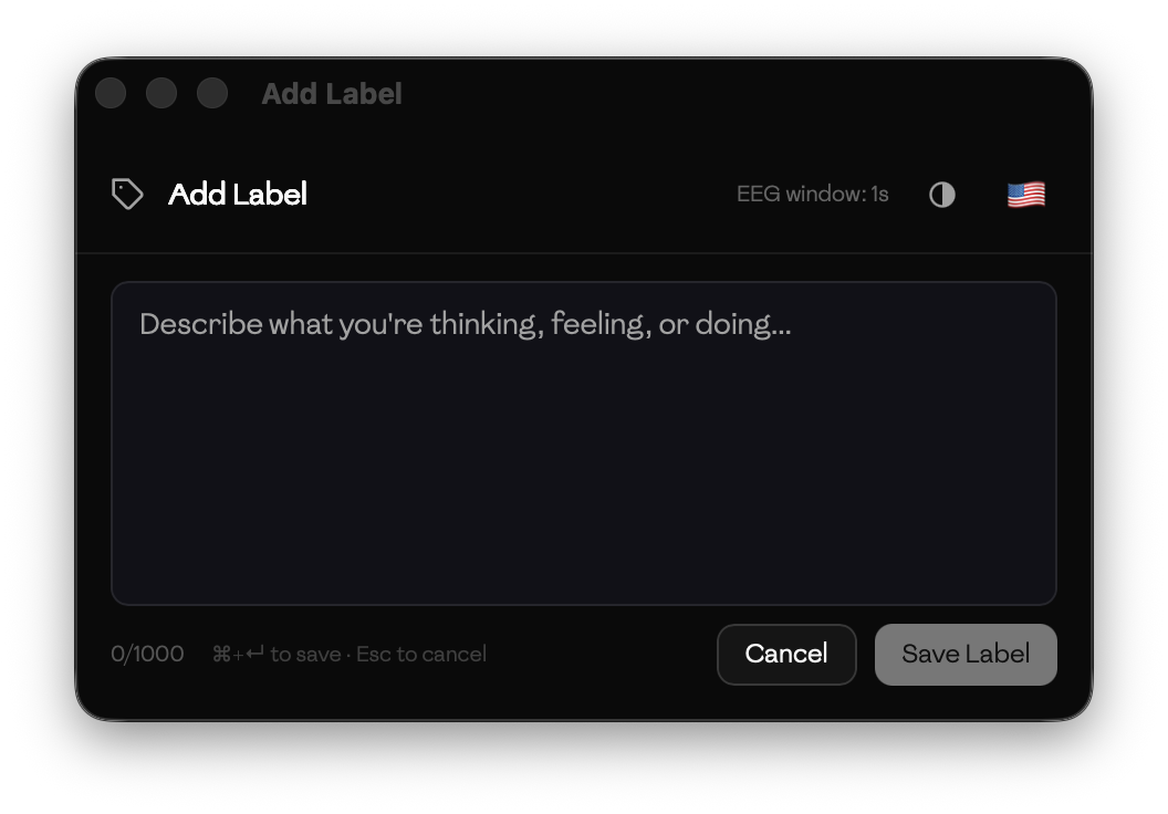 Label window — annotate EEG moments
